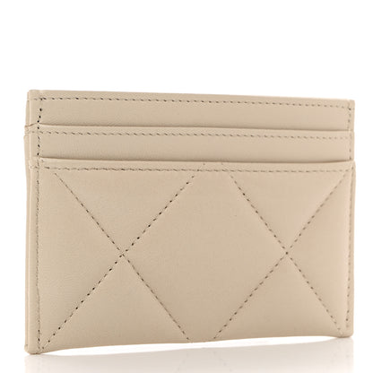 Chanel Lambskin Quilted Chanel 19 Card Holder Light Beige 3 of 9