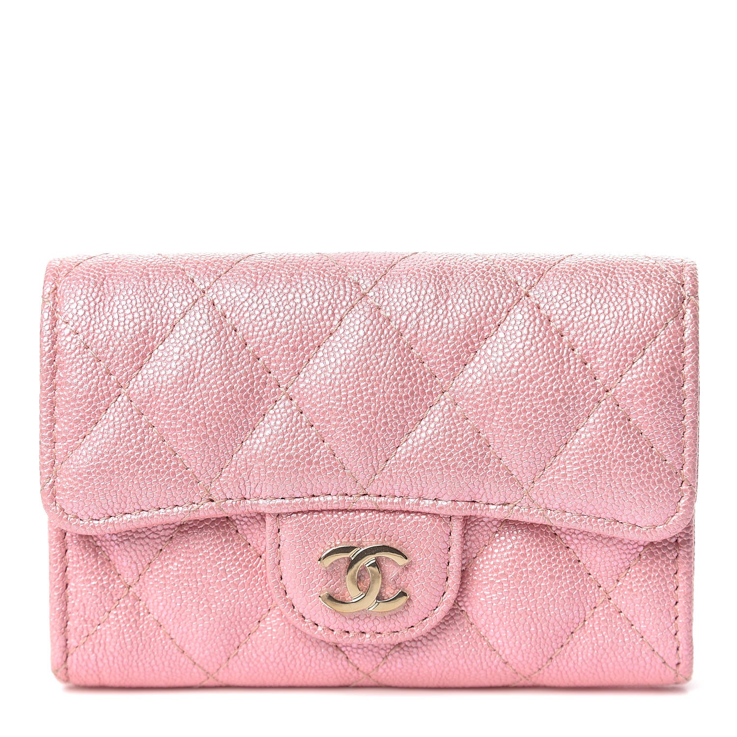 Chanel Iridescent Caviar Quilted Flap Card Holder Rose Pink 1 of 9