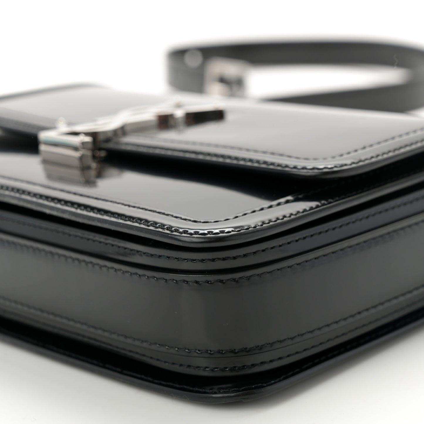 Patent Calfskin Monogram Medium Solferino Satchel Black
