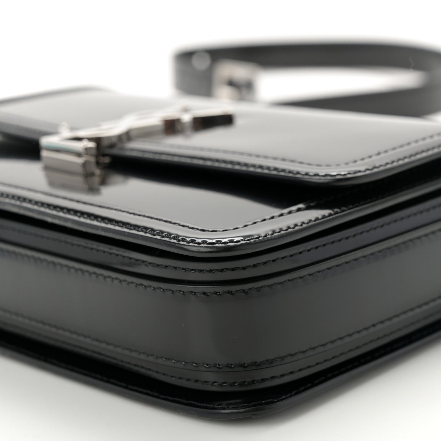 Saint Laurent Patent Calfskin Monogram Medium Solferino Satchel Black 9 of 11
