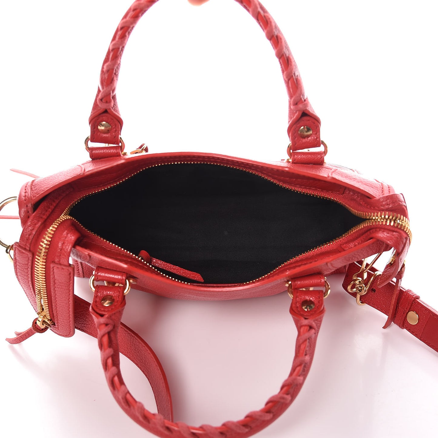 Chevre Gold Metallic Edge Hardware Mini City Rouge Grenade