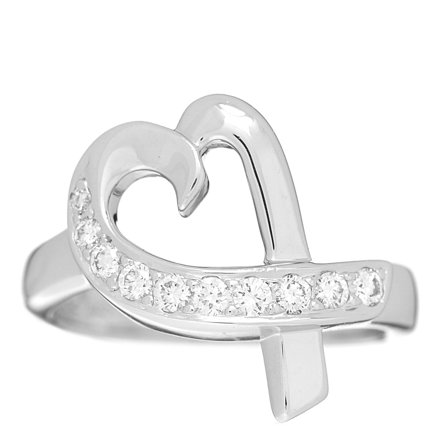 18K White Gold Diamond Paloma Picasso Loving Heart Ring 47 4