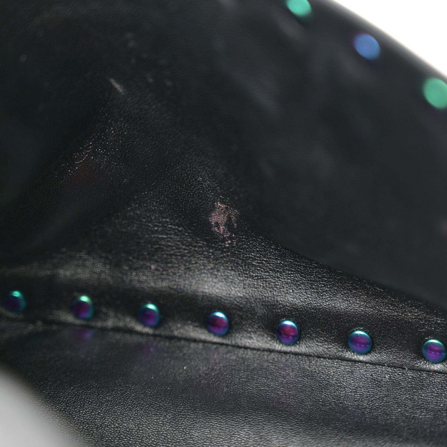 Valentino Garavani Lambskin Oil Slick Small Rockstud Spike Shoulder Bag Black 11 of 13