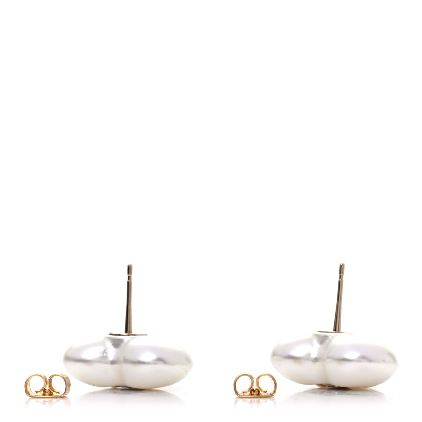Pearl Crystal CC Heart Earrings Gold