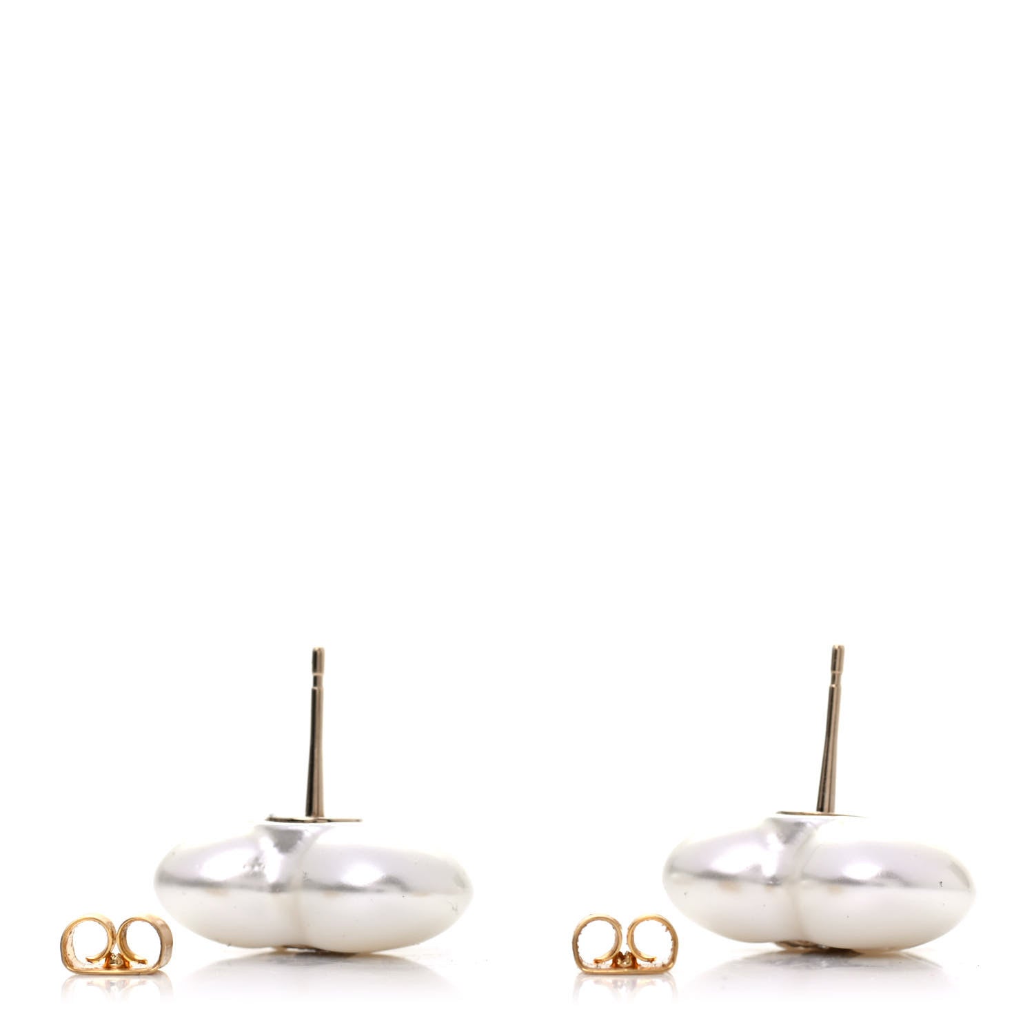 Chanel Pearl Crystal CC Heart Earrings Gold 3 of 4