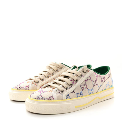 Gucci Canvas Lame Crystal GG Monogram Womens 1977 Tennis Sneakers 39.5 Gardenia Silver Mystic White 3 of 10