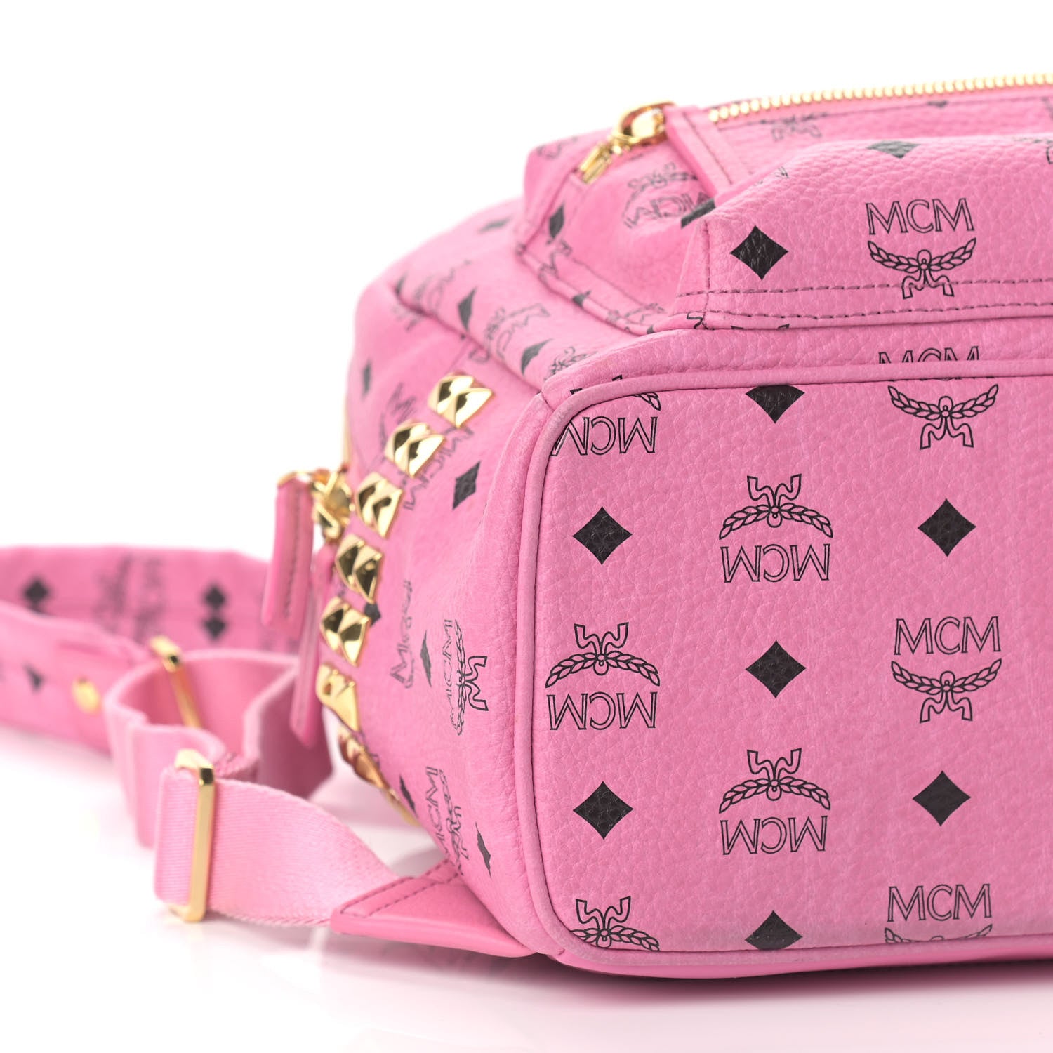 MCM Visetos Small Side Stud Stark Backpack Pink 4 of 8