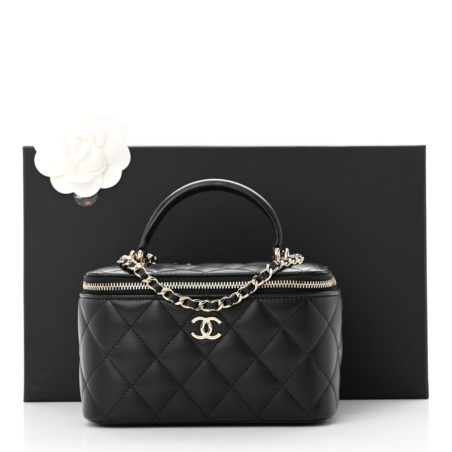 Chanel Lambskin Quilted Small Vanity Case With Chain Black 11 of 11