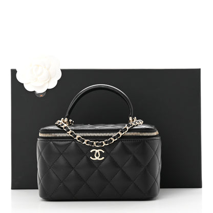 Chanel Lambskin Quilted Small Vanity Case With Chain Black 11 of 11
