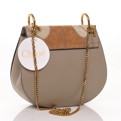 Chloe Suede Calfskin Patchwork Drew Shoulder Bag Motty Grey 3 of 6