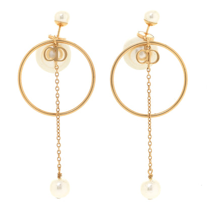 Christian Dior Pearl Tribales Dangle Chain Earrings Gold 1 of 4