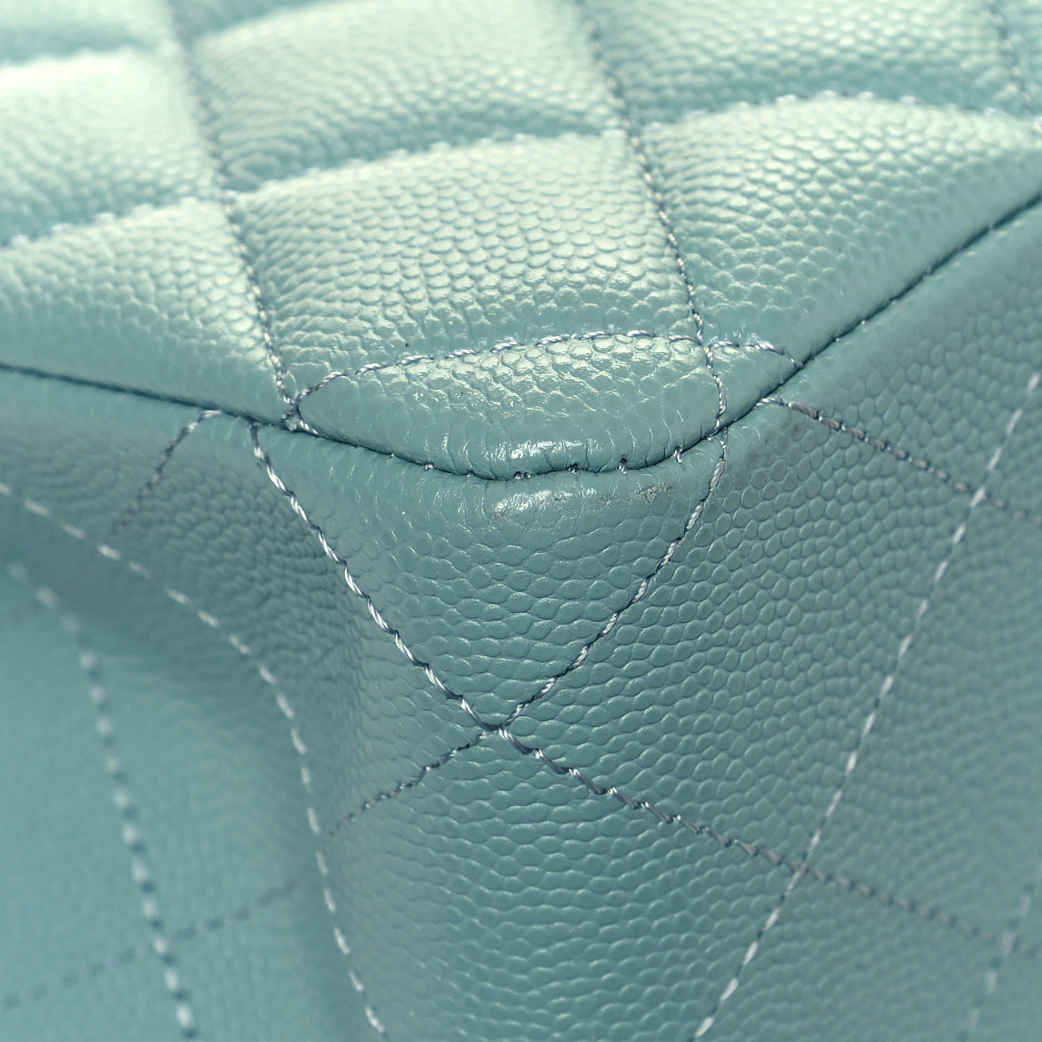 Chanel Caviar Quilted Medium Double Flap Light Blue 11 of 13
