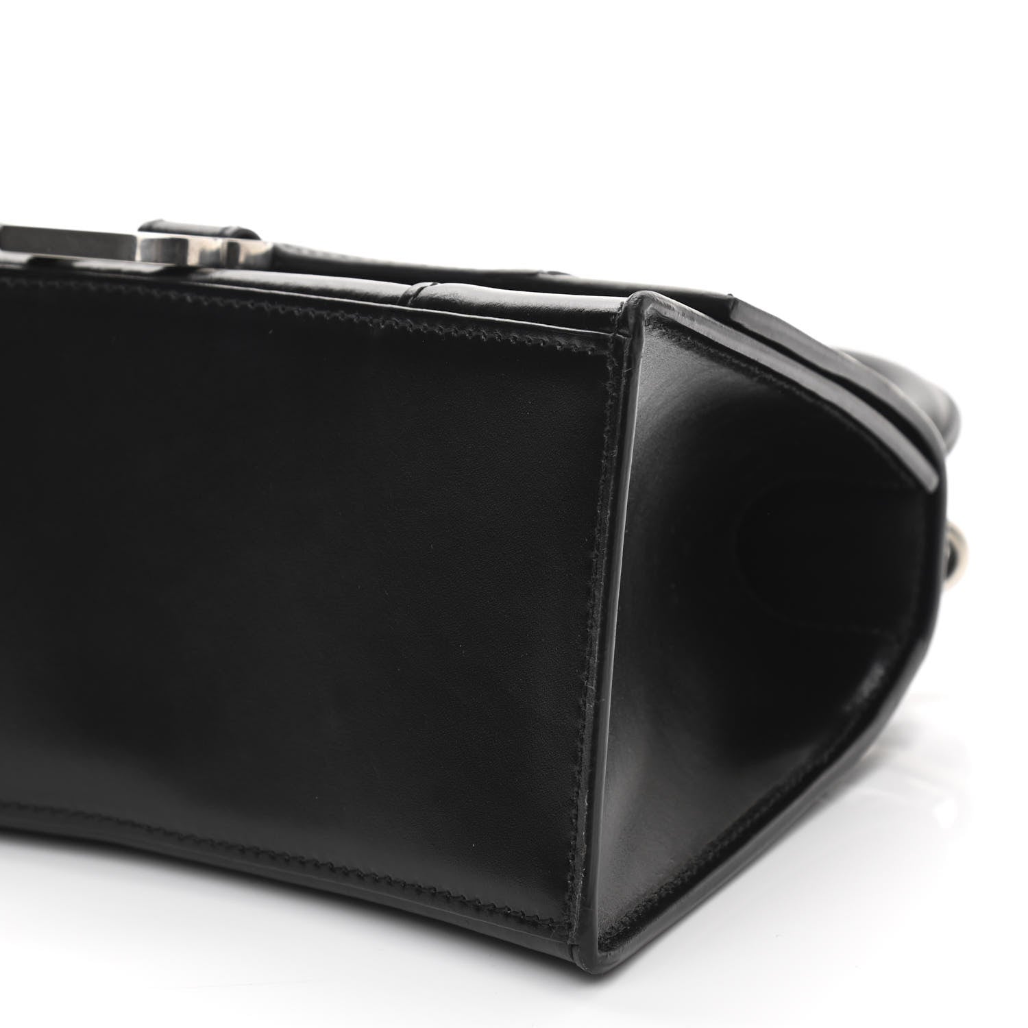 Balenciaga Shiny Box Calfskin Graffiti Logo Small Hourglass Top Handle Bag Black Silver 10 of 10