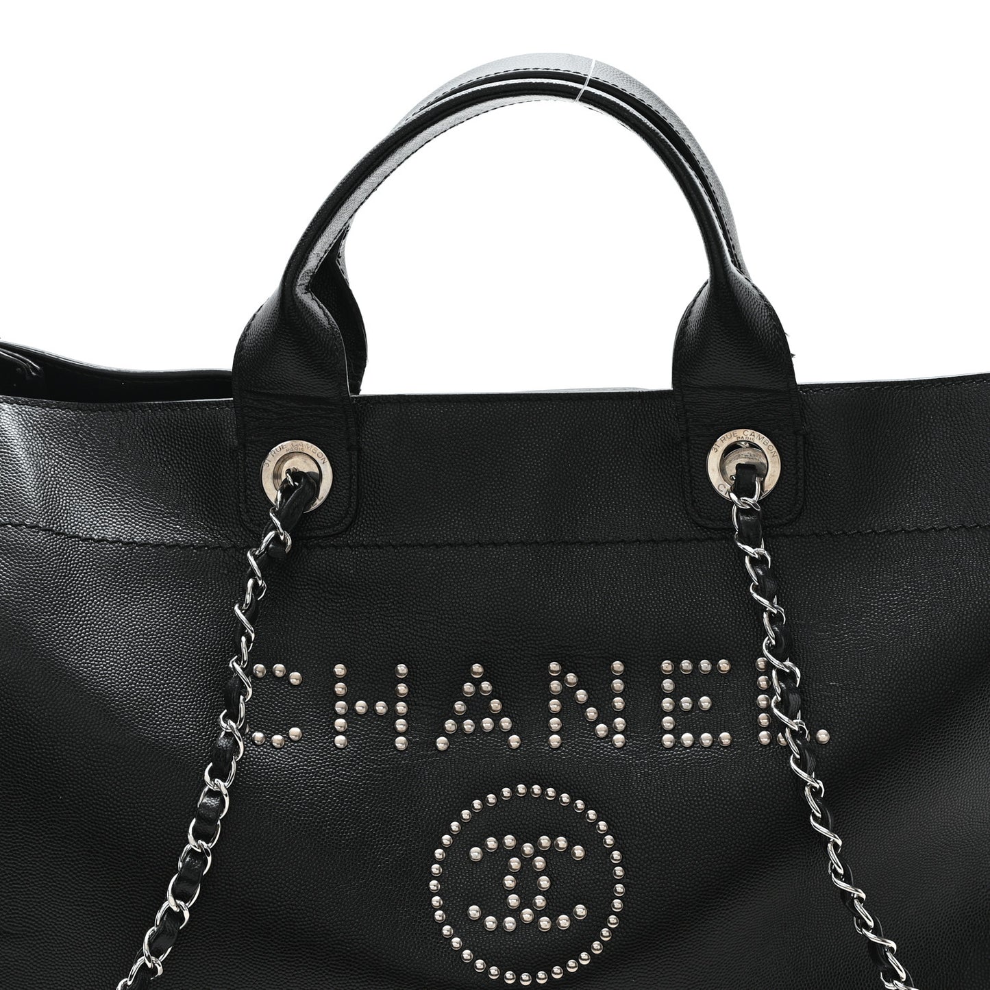 Caviar Medium Studded Deauville Tote Black