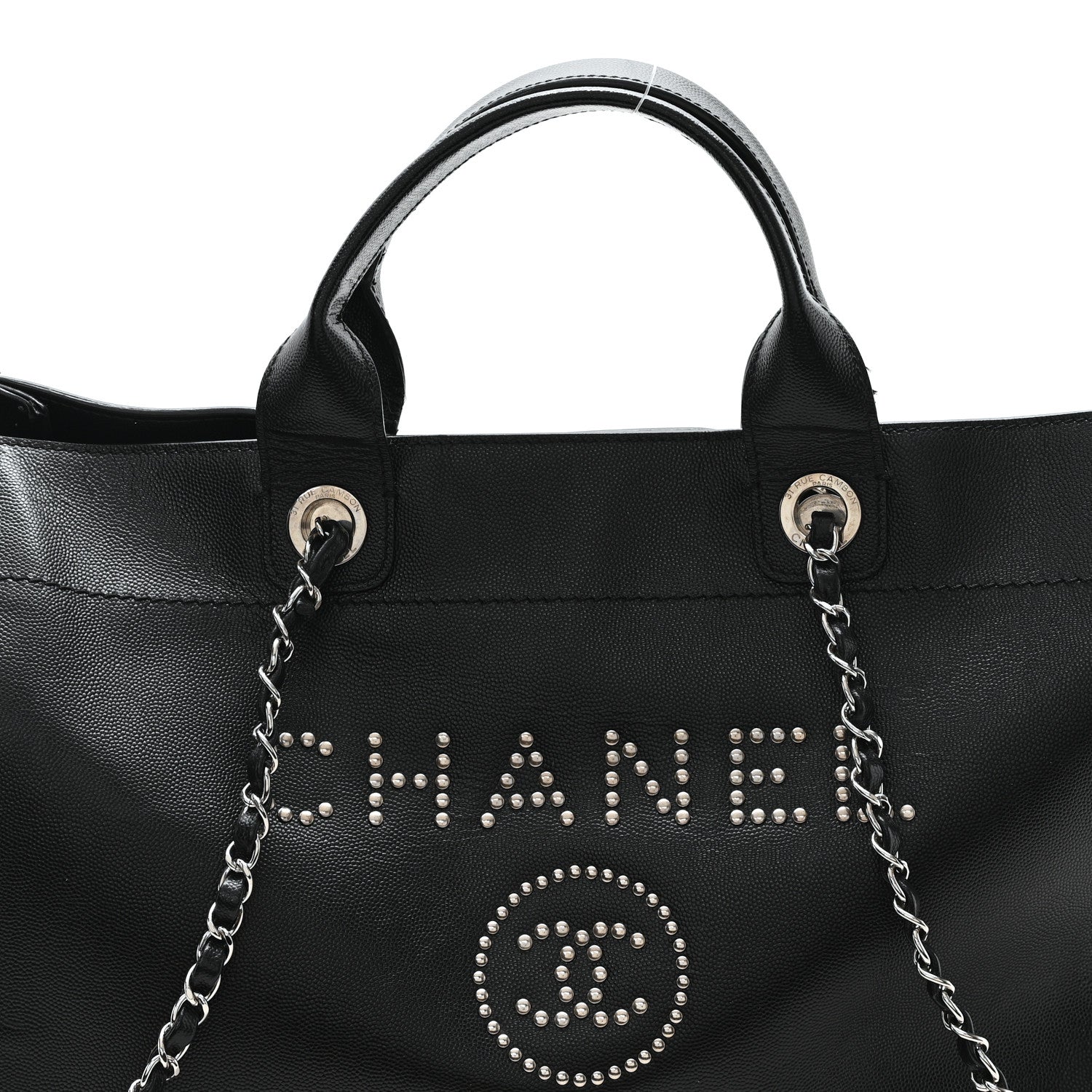Chanel Caviar Medium Studded Deauville Tote Black 8 of 12