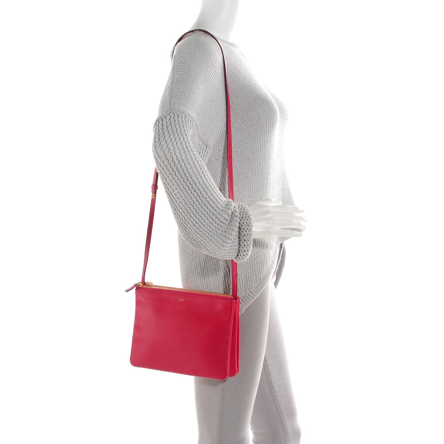 Lambskin Large Trio Crossbody Bag Fuchsia