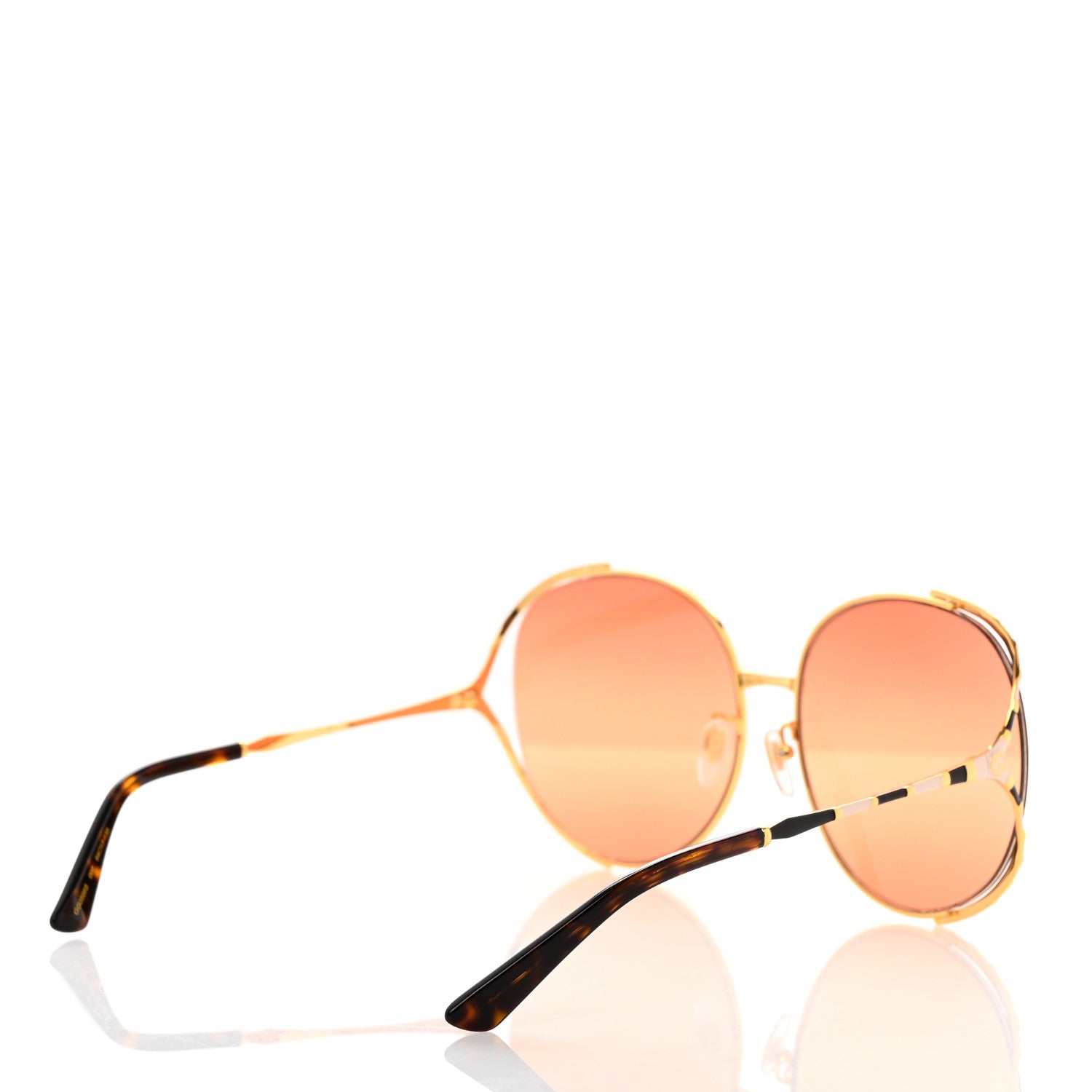 Gucci Metal Round Frame GG0595S Sunglasses Gold Black 4 of 8
