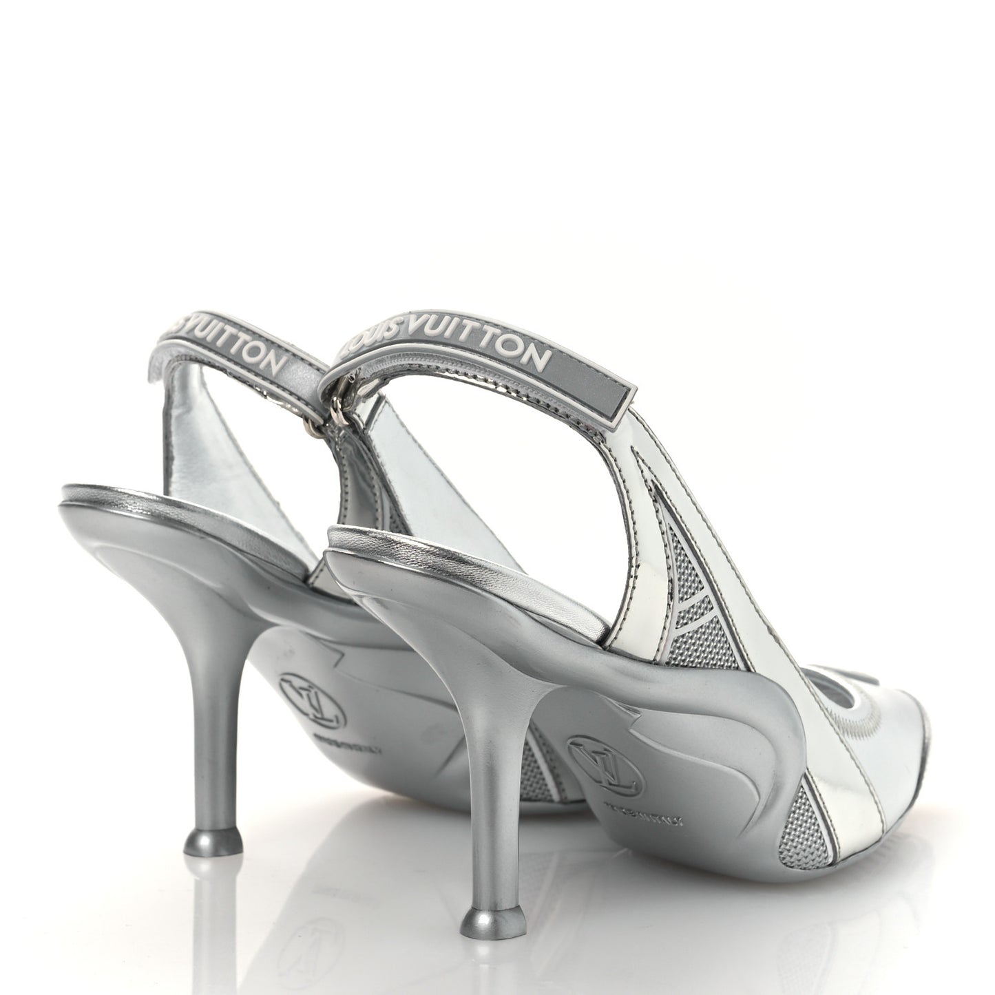 Metallic Lambskin Archlight Slingback Pumps 37 Argent