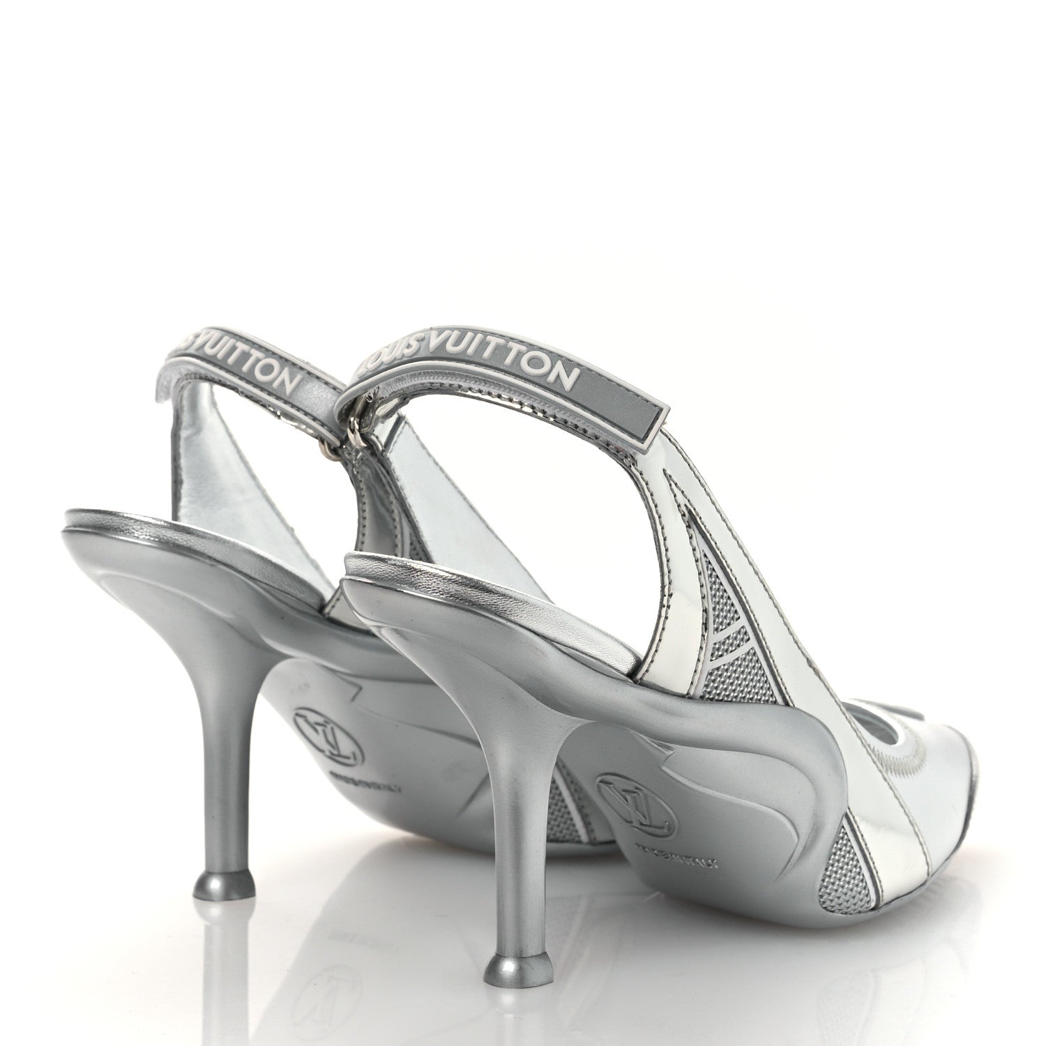Louis Vuitton Metallic Lambskin Archlight Slingback Pumps 37 Argent 5 of 12