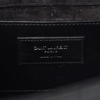 Saint Laurent Calfskin Crocodile Embossed Medium Classic Monogram Kate Tassel Satchel Black 6 of 8