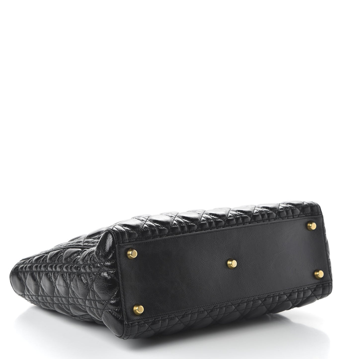 Crinkled Patent Cannage Large Lady Dior Black