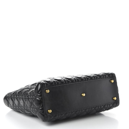 Christian Dior Crinkled Patent Cannage Large Lady Dior Black 4 of 9