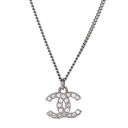 Chanel Crystal Timeless CC Necklace Silver 4 of 6