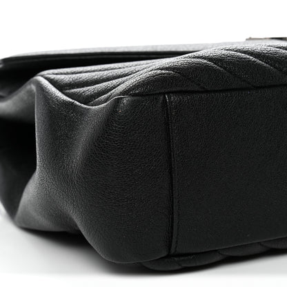 Saint Laurent Sheepskin Matelasse Chevron Monogram Large College Satchel Black 9 of 14
