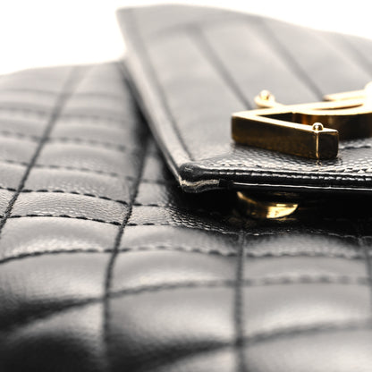 Saint Laurent Grain De Poudre Textured Mixed Matelasse Large Triquilt Monogram Satchel Black 10 of 12