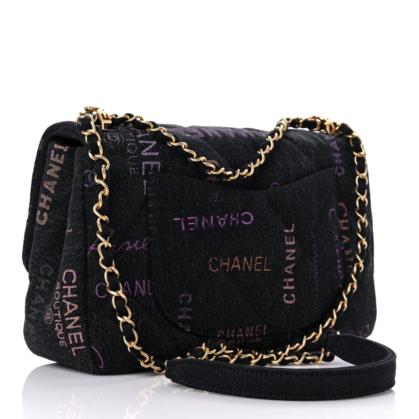 Denim Quilted Denim Mood Large Flap Black Multicolor