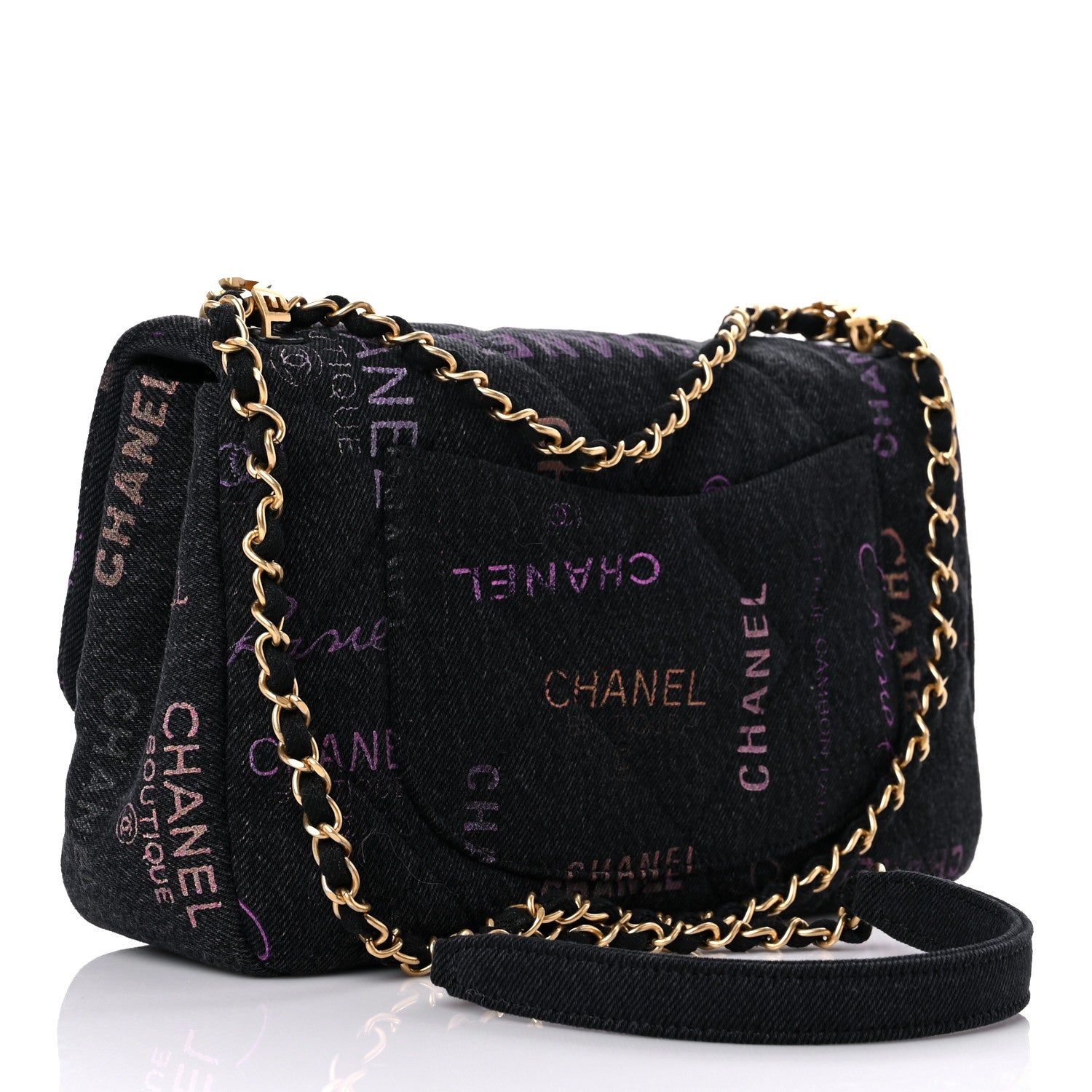 Chanel Denim Quilted Denim Mood Large Flap Black Multicolor 3 of 9
