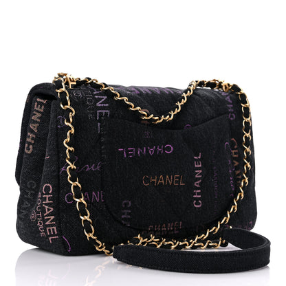 Chanel Denim Quilted Denim Mood Large Flap Black Multicolor 3 of 9