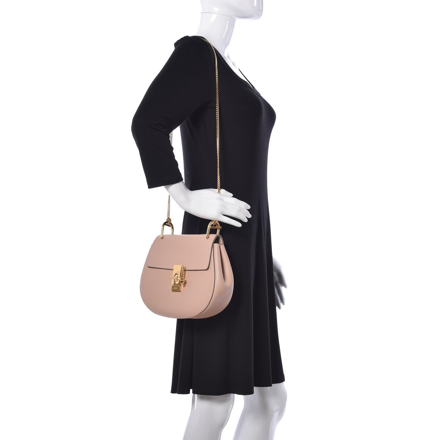 Chloe Grained Lambskin Drew Shoulder Bag Cement Pink 2 of 8