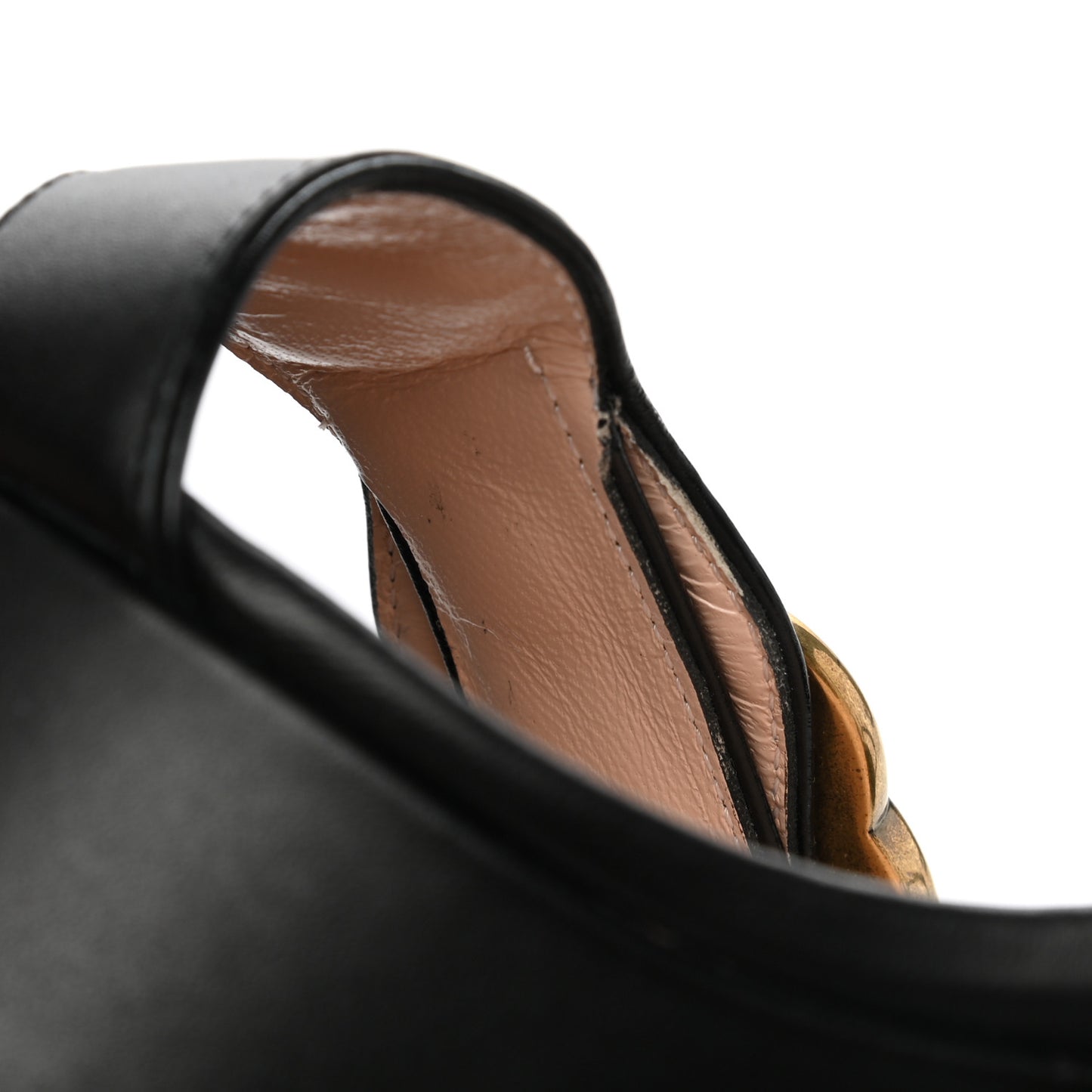 Calfskin GG Marmont Ankle Wrap 30/115mm Platform Sandals 37.5 Black