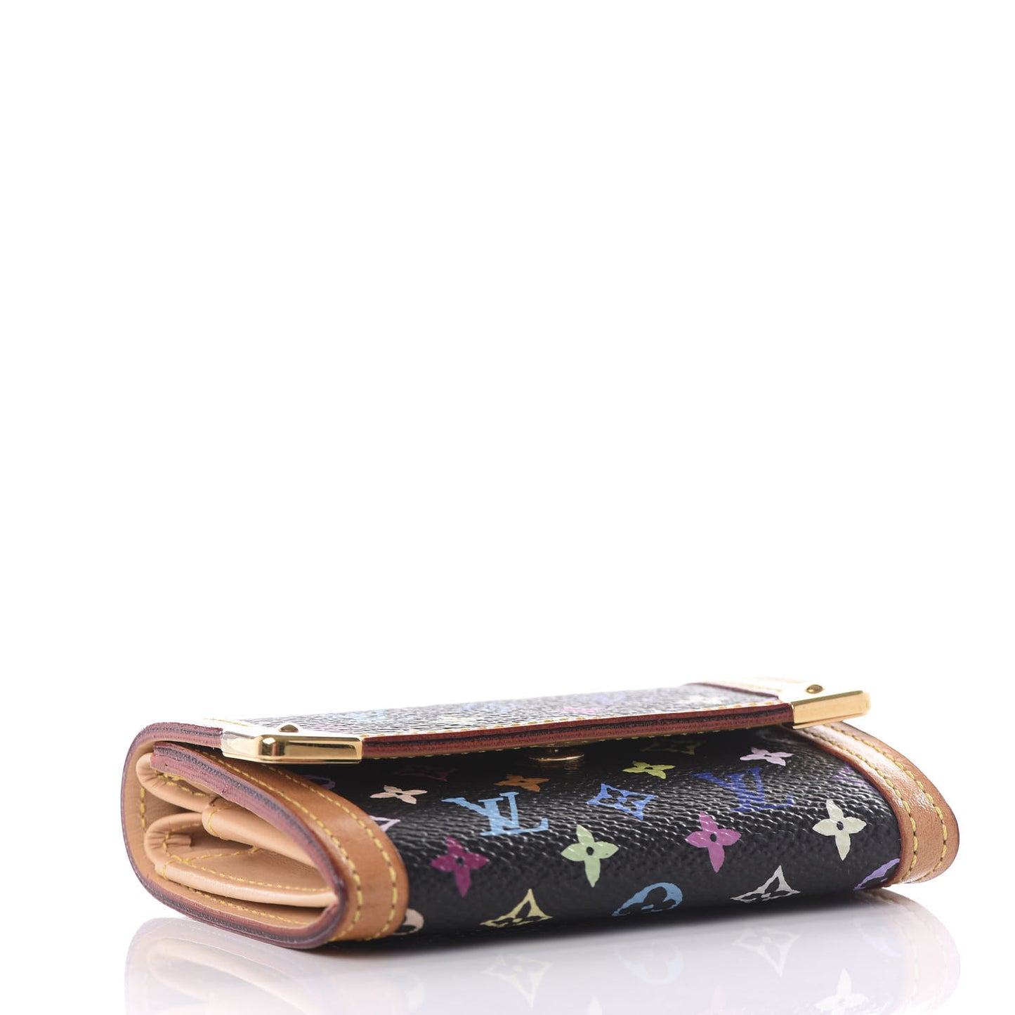 Monogram Multicolor Porte-Monnaie Plat Coin Purse Black