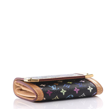 Louis Vuitton Monogram Multicolor Porte-Monnaie Plat Coin Purse Black 3 of 7