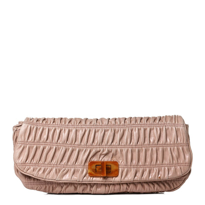 Prada Nappa Gaufre Ruched Wristlet Clutch Pomice 1 of 12