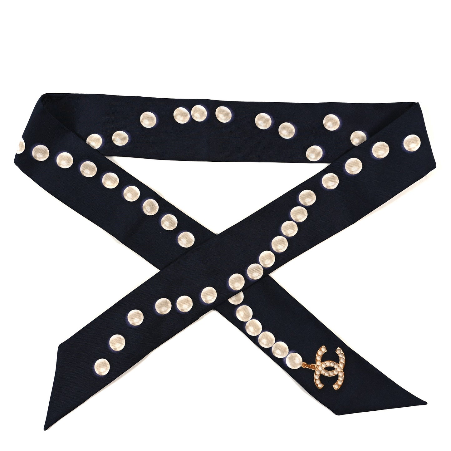 Silk Pearl CC Slim Bandeau Scarf Dark Navy