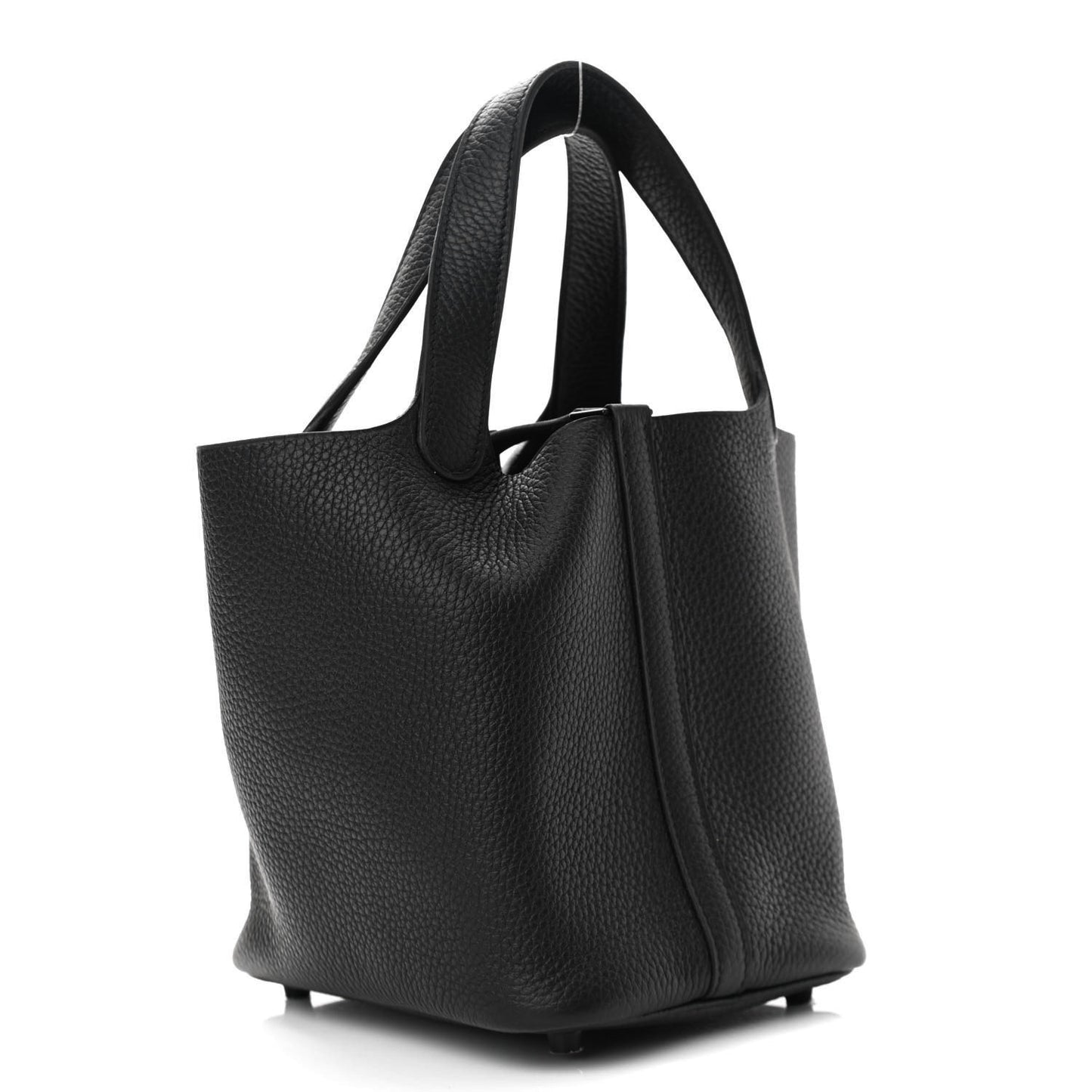 Taurillon Clemence Monochrome Picotin Lock 18 PM Black