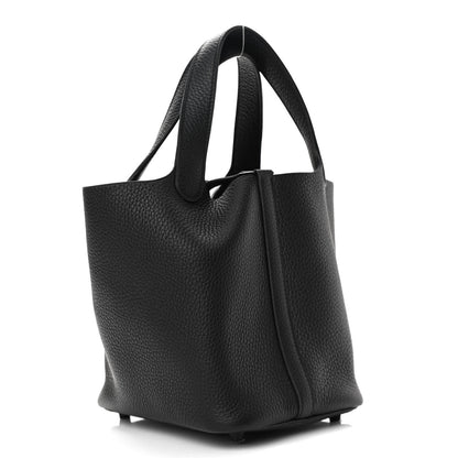 Hermes Taurillon Clemence Monochrome Picotin Lock 18 PM Black 3 of 11