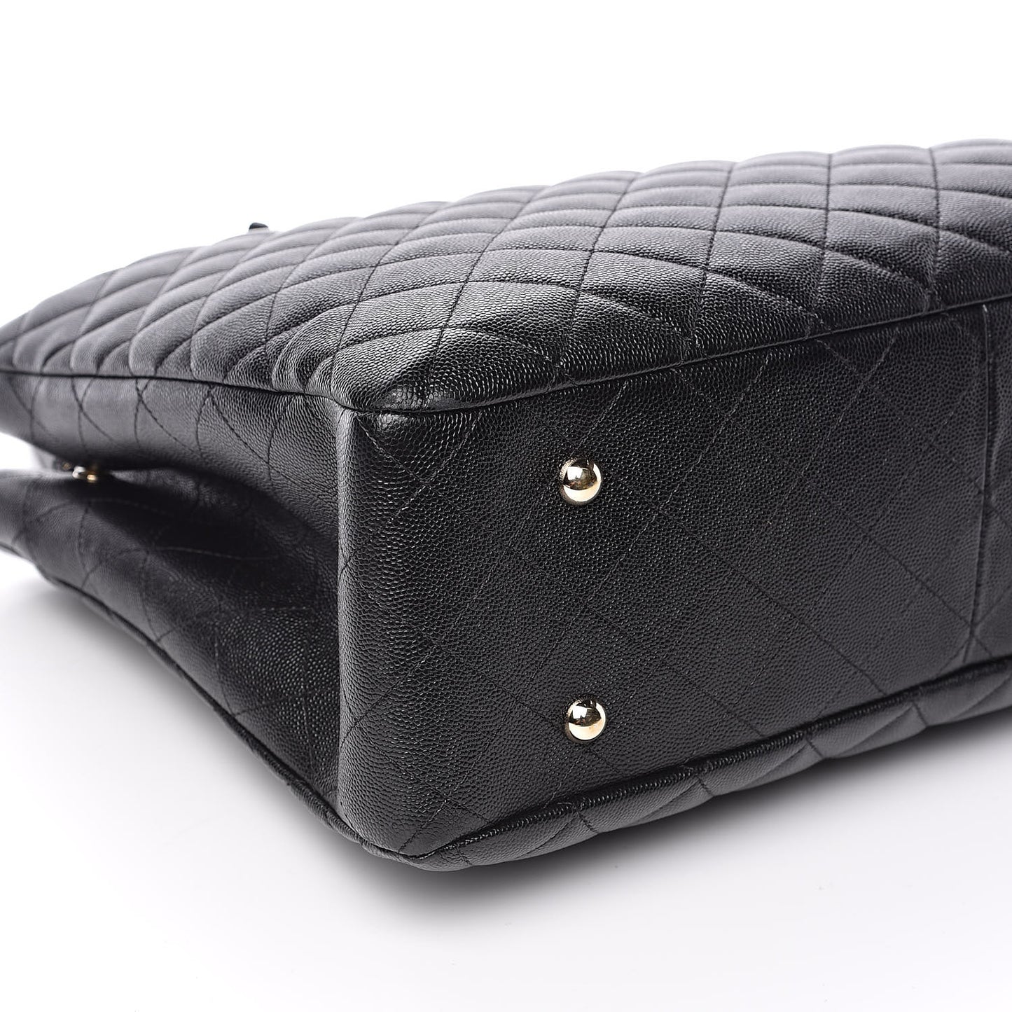 Caviar Quilted Large Shopping Tote Black