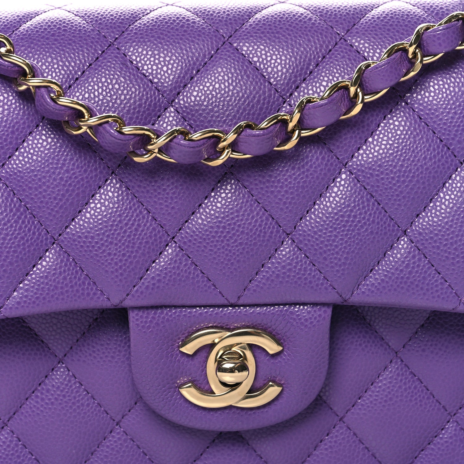 Chanel Caviar Quilted Small Double Flap Purple 8 of 10