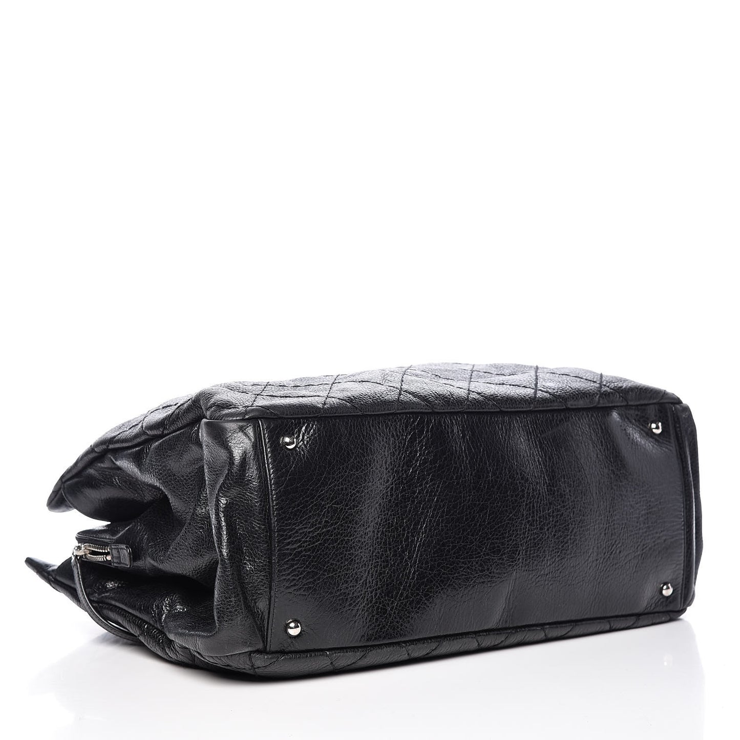 Glazed Calfskin XL On The Road Tote Black