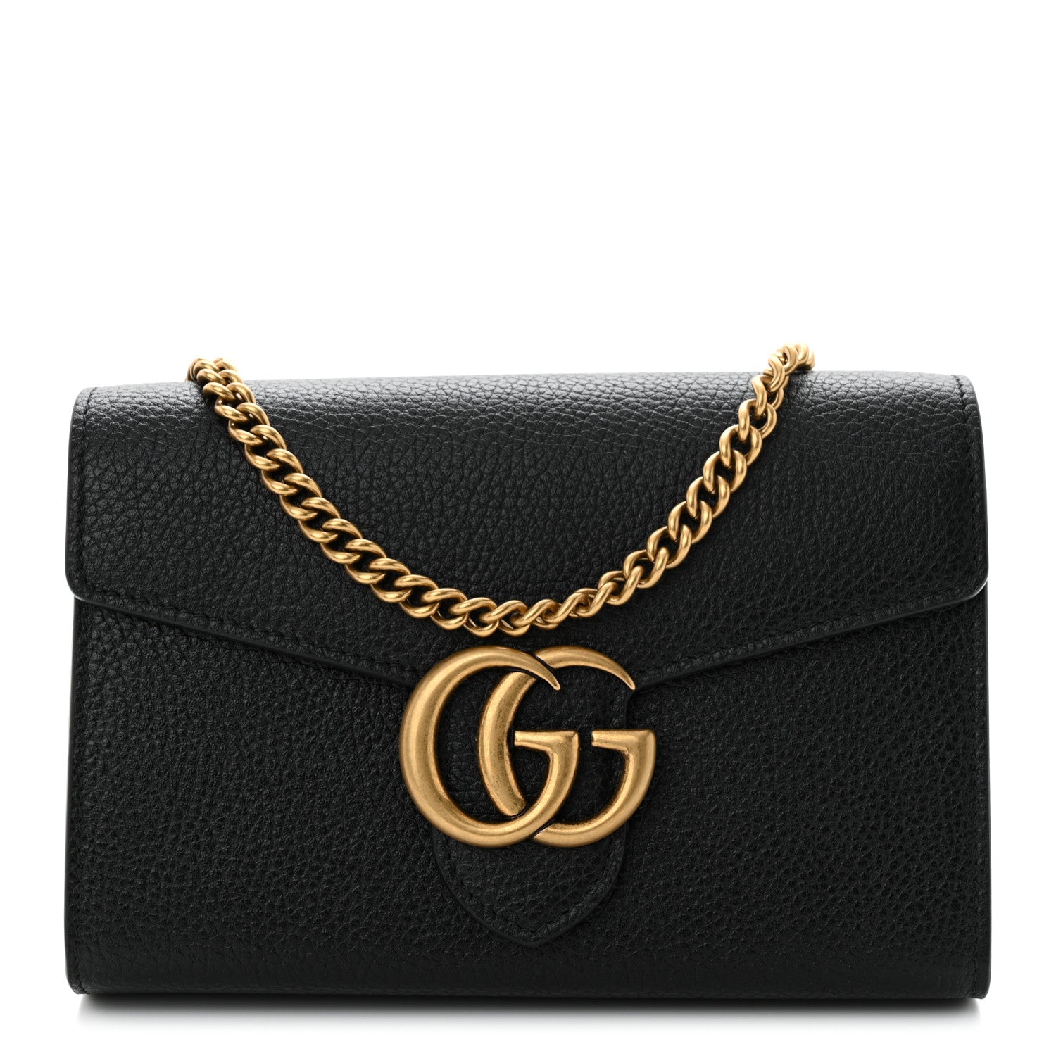 Gucci Calfskin GG Marmont Chain Wallet Black 1 of 12