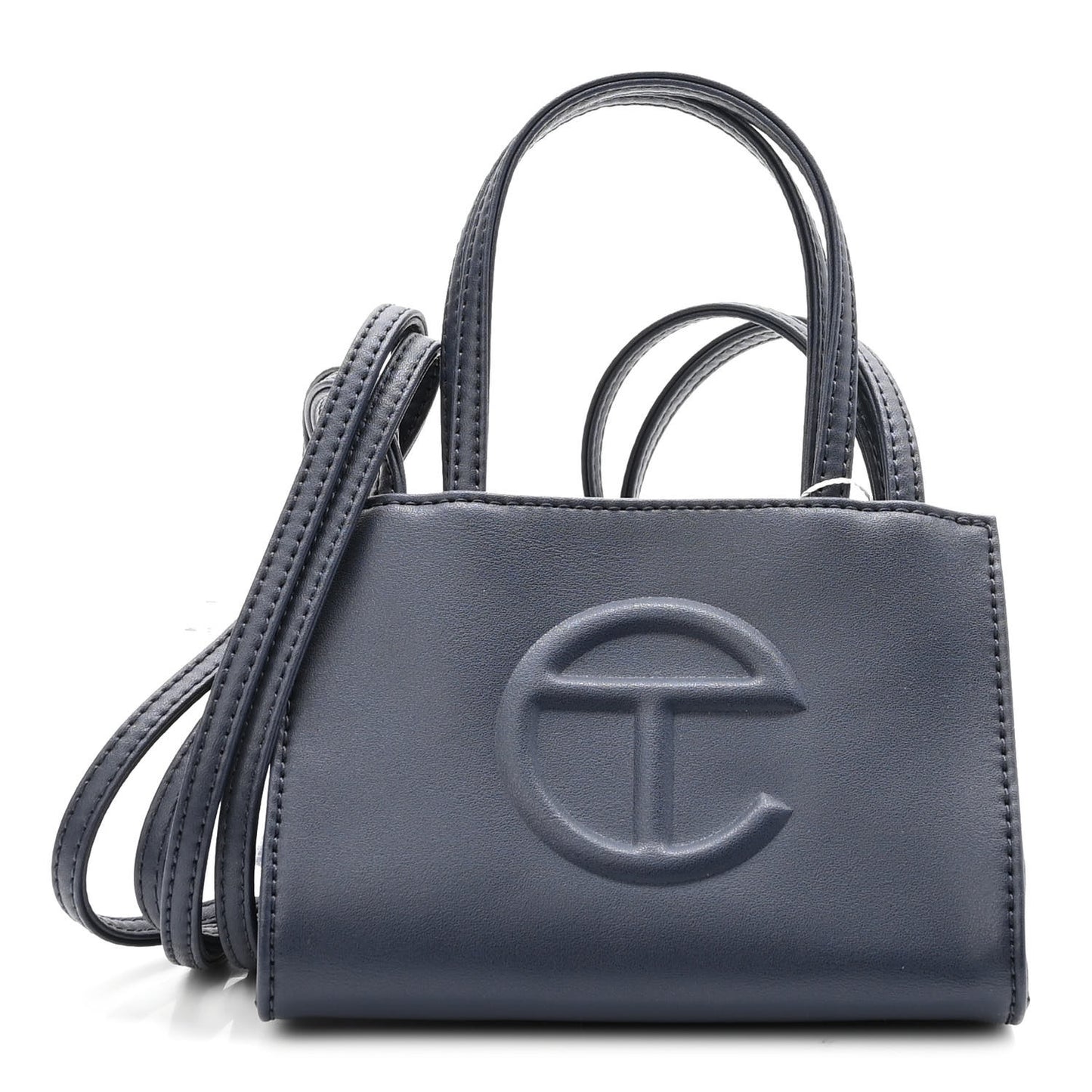 Vegan Leather Small Shopping Bag Navy