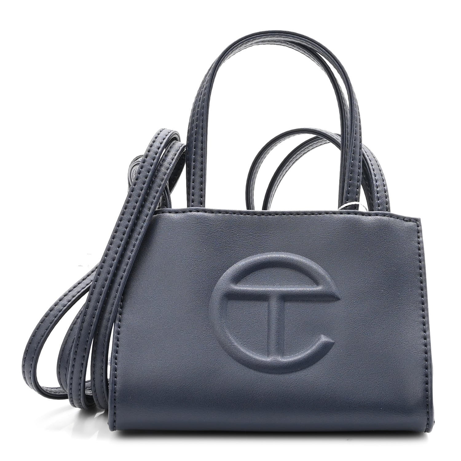 Telfar Vegan Leather Small Shopping Bag Navy 1 of 10