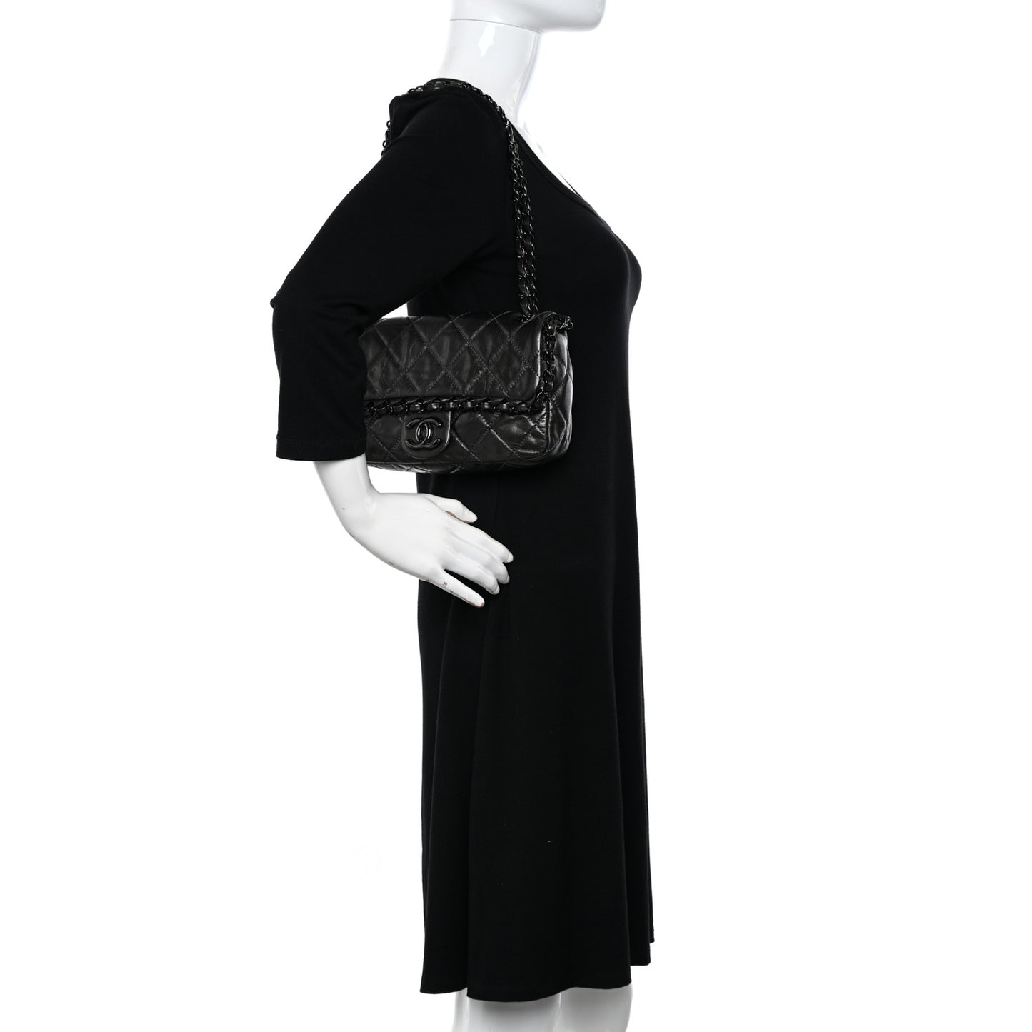 Calfskin Quilted Small Chain Me Flap Grey
