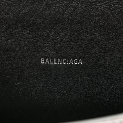 Balenciaga Metallic Calfskin Crocodile Embossed Crystal Hourglass Top Handle Bag XS Silver 6 of 12