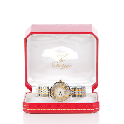 Cartier Stainless Steel 18K Yellow Gold 28mm Must De 21 Bullet Link Quartz Watch 7 of 7