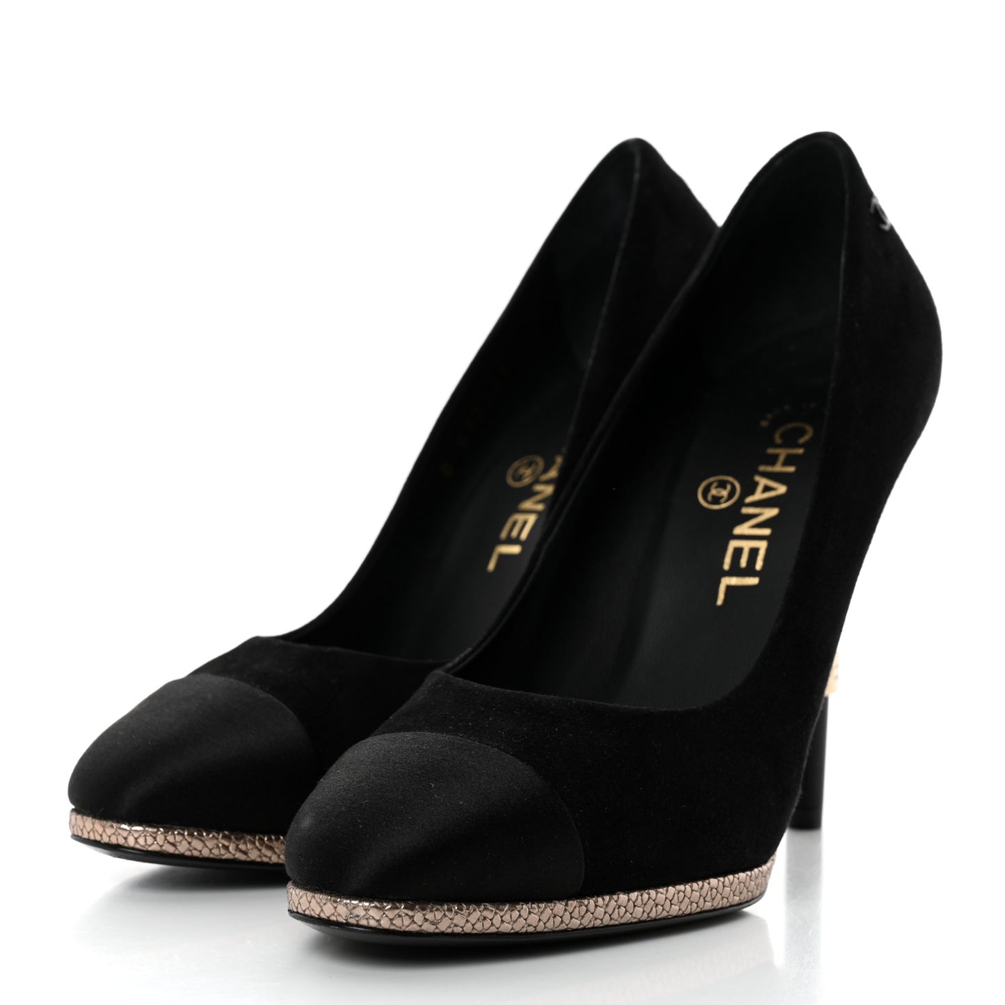 Suede Calfskin Satin Cap Toe CC Pumps 37 Black